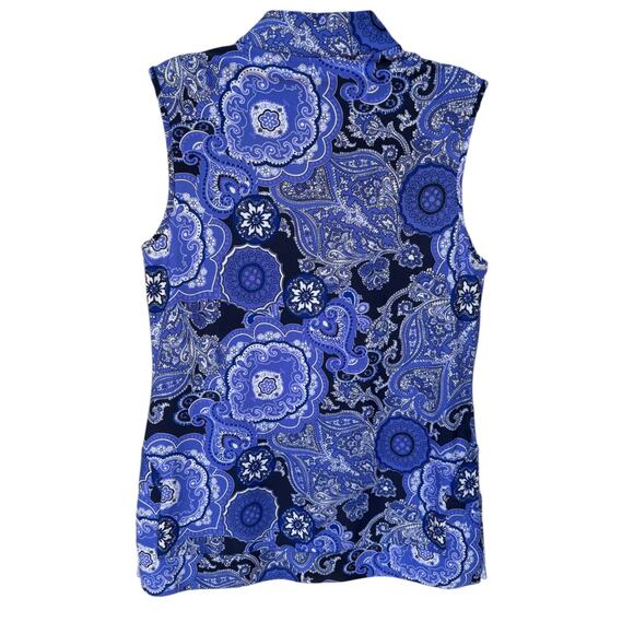 Jude Connally Sleeveless Paisley Pullover Top with Same Fabric Wide Trim size S - Picture 2 of 12